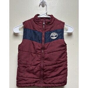 Timberland Boys Puffer Vest Full Zip Boys 5 Burgandy And Blue